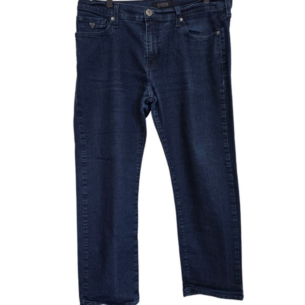 Guess Los Angeles Mens Dark Wash Straight Leg Jeans 38x30 JMB07323Q30 Indigo